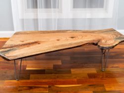 Spalted Red Oak coffee table on display