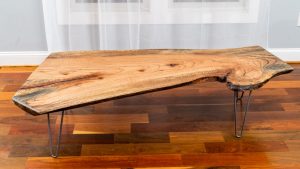 Spalted Red Oak coffee table on display