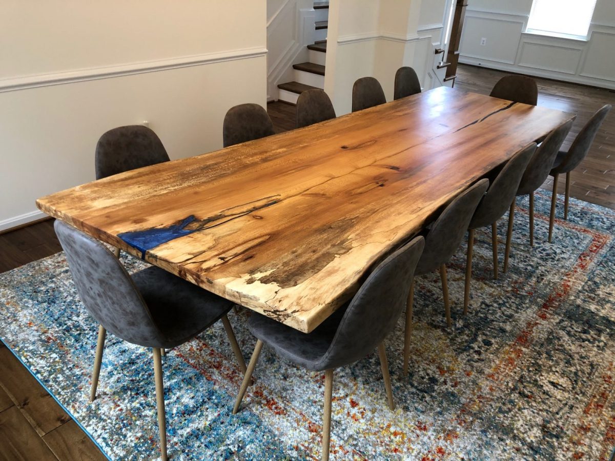 Live Edge Sycamore Bar Top With Sepia Brown Finish