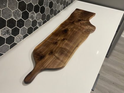 Black Walnut Live Edge Carved Charcuterie Board - Image 4