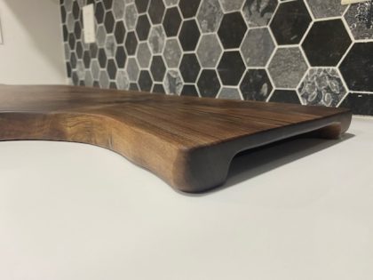 Black Walnut Live Edge Carved Charcuterie Board - Image 3