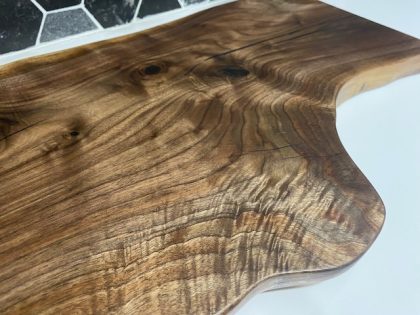 Black Walnut Live Edge Carved Charcuterie Board