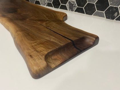 Black Walnut Live Edge Carved Charcuterie Board - Image 2