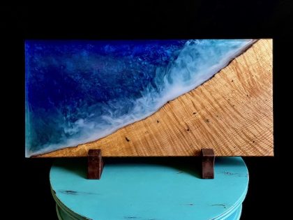 Polished Ocean Blue and Hard Wood Charcuterie Board