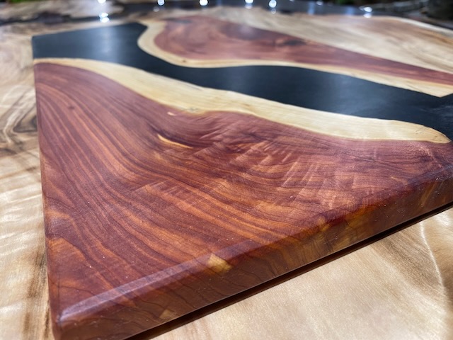 Black Epoxy Resin And Cherry Wood Charcuterie Board