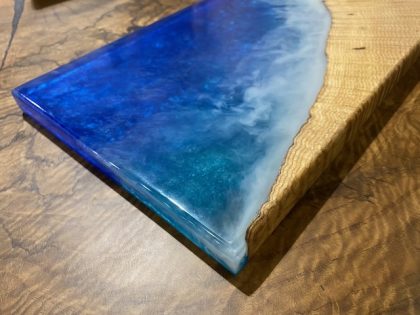 Polished Ocean Blue and Hard Wood Charcuterie Board - Image 2