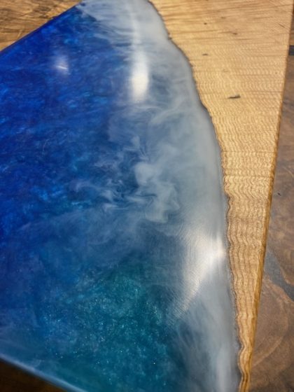 Polished Ocean Blue and Hard Wood Charcuterie Board - Image 6